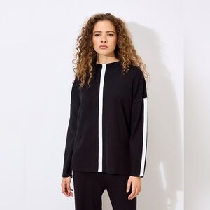 Mock Neck Sweater With Stripe Panel